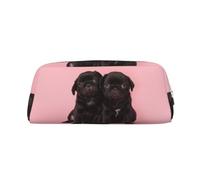 EdWal Carino nero Pug stampa matita astuccio grande astuccio cancelleria penna borsa ufficio college scuola trucco borsa, Argento, Taglia unica, Beauty case