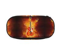 EdWal Chitarra rock in Burning Print Astuccio grande capacità astuccio matita grande astuccio cancelleria penna borsa ufficio università scuola, Nero , Taglia unica, Organizer per borse