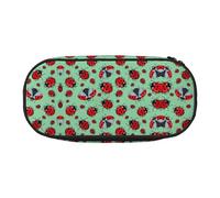 EdWal Coccinelle rosse su uno sfondo blu stampa grande capacità matita astuccio grande astuccio cancelleria penna borsa ufficio college scuola, Nero , Taglia unica, Organizer per borse