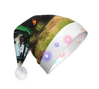 EdWal Company Farm Tractor Print Led Christmas Beanie Light Up Cappelli di Natale, cappelli a maglia con luci a led, cappello invernale unisex di Babbo Natale