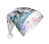 EdWal Cool Animal White Polar Bear Print Led Christmas Beanie Light Up Cappelli di Natale, cappelli lavorati a maglia con luci a led, cappello invernale unisex di Babbo Natale
