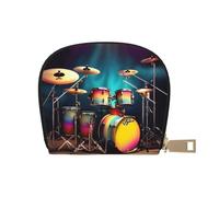 EdWal Cool Drums Set Porta Carte Stampa Unisex Porta Carte di Credito per Uomini e Donne Porta Carte di Cuoio, Sottile Biglietto da Visita, bianco, Taglia unica
