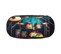 EdWal Cool Drums Set Stampa Grande Capacità Astuccio Matita Grande Astuccio Astuccio Cancelleria Penna Borsa Ufficio College Scuola, Nero , Taglia unica, Organizer per borse