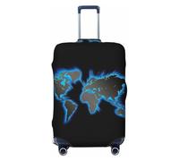 EdWal Copertura per valigia con stampa mappa del mondo, copertura per bagagli da viaggio, lavabile, antigraffio, Nero , M