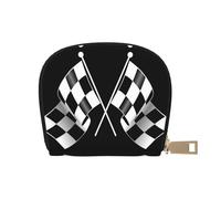 EdWal Custodia per carte di credito unisex con motivo di bandiere a scacchi con formula nera e bianca, porta carte di credito per uomini e donne, biglietto da visita sottile, bianco, Taglia unica