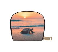 EdWal Custodia per carte di credito unisex con stampa tartaruga marina al tramonto, porta carte di credito per uomini e donne, porta carte di credito, biglietto da visita sottile, bianco, Taglia unica