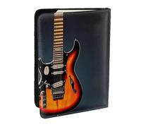 EdWal Custodia per passaporto arancione con stampa di chitarre elettriche con porta carte di credito, custodia per passaporto in pelle, per donne e uomini, per la famiglia, da viaggio, Nero , Taglia