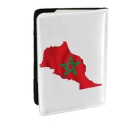 EdWal Custodia per passaporto con bandiera del Marocco, con porta carte di credito, in pelle, per donne, uomini, famiglia, carta d'identità, viaggio, Nero , Taglia unica