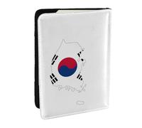 EdWal Custodia per passaporto con bandiera della Repubblica di Corea, con porta carte di credito, custodia in pelle per passaporto, per donne e uomini, per la famiglia, da viaggio, Nero , Taglia unica