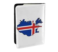 EdWal Custodia per passaporto con bandiera dell'Islanda, con porta carte di credito, in pelle, per donne, uomini, famiglia, carta d'identità, viaggio, Nero , Taglia unica