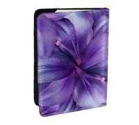 EdWal Custodia per passaporto con giglio viola, con porta carte di credito, in pelle, per donne, uomini, famiglia, viaggi, Nero , Taglia unica