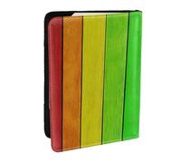 EdWal Custodia per passaporto con sfondo in legno colorato arcobaleno con porta carte di credito, custodia per passaporto in pelle, per donne e uomini, famiglia ID viaggio, Nero , Taglia unica