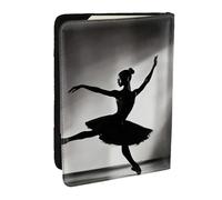 EdWal Custodia per passaporto con stampa ballerina e porta carte di credito, in pelle, per donne e uomini, per la famiglia, da viaggio, Nero , Taglia unica