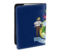 EdWal Custodia per passaporto con stampa della bandiera dello stato del Maine con porta carte di credito, custodia per passaporto in pelle, per donne e uomini, famiglia ID viaggio, Nero , Taglia unica