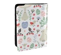 EdWal Custodia per passaporto con stampa di fiori, coniglietti e uccelli, con porta carte di credito, in pelle, per donne e uomini, per la famiglia, da viaggio, Nero , Taglia unica