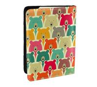 EdWal Custodia per passaporto con stampa di orsi colorati con porta carte di credito, custodia per passaporto in pelle, per donne e uomini, per la famiglia, da viaggio, Nero , Taglia unica