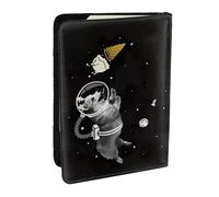 EdWal Custodia per passaporto con stampa Space Corgi con porta carte di credito, custodia per passaporto in pelle, per donne e uomini, per la famiglia, da viaggio, Nero , Taglia unica