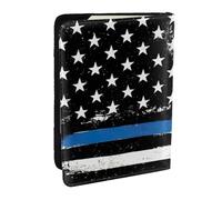 EdWal Custodia per passaporto in pelle con stampa bandiera USA retrò blu sottile con porta carte di credito per donne uomini famiglia ID viaggio, Nero , Taglia unica