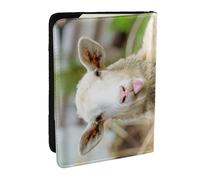 EdWal Custodia per passaporto in pelle con stampa divertente di pecora cattiva e graziosa lingua di animale con porta carte di credito, per donne e uomini, famiglia ID viaggio, Nero , Taglia unica