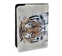 EdWal Custodia per passaporto in pelle con stampa tigre, con porta carte di credito, per donne e uomini, per la famiglia, da viaggio, Nero , Taglia unica