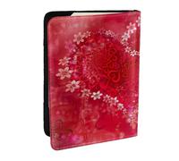 EdWal Custodia per passaporto per San Valentino, con cuore rosso e fiori, con porta carte di credito, in pelle, per donne e uomini, per la famiglia, da viaggio, Nero , Taglia unica