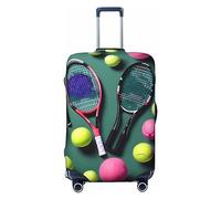 EdWal Divertente copertura per valigie con stampa di racchette da tennis e palline da tennis, copertura per bagagli da viaggio, lavabile, antigraffio, Nero , L