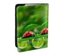 EdWal Divertente custodia per passaporto con stampa coccinella con porta carte di credito, custodia per passaporto in pelle, per donne e uomini, famiglia ID viaggio, Nero , Taglia unica