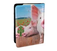 EdWal Divertente custodia per passaporto con stampa di maiale con porta carte di credito, custodia per passaporto in pelle, per donne e uomini, famiglia ID viaggio, Nero , Taglia unica