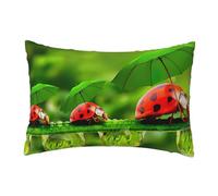 EdWal Divertente federa per cuscino con stampa di coccinelle con ombrelli, comoda federa per cuscino con cerniera per donne e uomini, federa decorativa per biancheria da letto