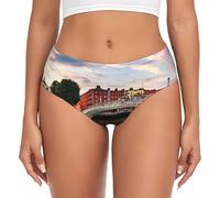 EdWal Dublin Irlanda Ha Penny Bridge River Print Slip da donna a vita alta, biancheria intima traspirante, Nero , 3XL