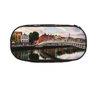 EdWal Dublino Irlanda Ha Penny Bridge River stampa grande capacità astuccio matita grande astuccio cancelleria penna borsa ufficio college scuola, Nero , Taglia unica, Organizer per borse