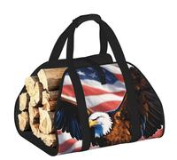 EdWal Eagle with USA Flag Print Log Carrier Bag with Open Side Wood Log Holder per Camino Tote Bag Camino Accessorio