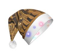 EdWal Egitto Geroglifici Stampa Led Natale Beanie Light Up Cappelli di Natale, Cappelli di Maglia Con Luci Led, Unisex Inverno Cappello di Babbo Natale