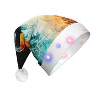 EdWal Fire And Water Phoenix Print Led Christmas Beanie Light Up Cappelli di Natale, cappelli lavorati a maglia con luci LED, cappello invernale unisex di Babbo Natale