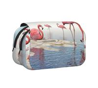 EdWal Flock of Pink Flamingos on The Beach - Astuccio in tela per matite, grande capacità, organizer multifunzionale