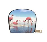 EdWal Flock of Pink Flamingos on The Beach - Porta carte di credito unisex, porta carte di credito, per uomini e donne, porta carte di credito, sottile, bianco, Taglia unica