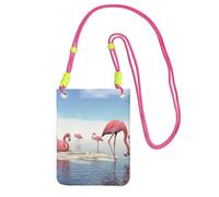 EdWal Flock Of Pink Flamingos On The Beach Print Crossbody Bag For Women Mini Phone Wallet Cute Phone Wallet For Hiking Travel Gift, Fucsia, Taglia unica
