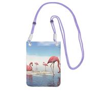 EdWal Flock Of Pink Flamingos On The Beach Print Crossbody Bag For Women Mini Phone Wallet Cute Phone Wallet For Hiking Travel Gift, Viola, Taglia unica