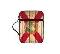 EdWal Florida Flag Wood Grain Print Bible Case Cosmetic Bag con manico robusto Wash Bag Tablet Sleeve Piccola Borsa degli attrezzi per libri
