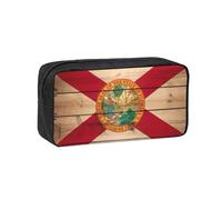 EdWal Florida Flag Wood Grain Print Pen Organizer Bag Pouch Grande Capacità Astuccio con Cerniera Durevole Penna Caso per Cancelleria