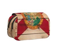 EdWal Florida Flag Wood Grain Print Pencil Case Canvas Pen Pencil Pouch Grande Capacità Organizzatore Multifunzionale Matita Bag