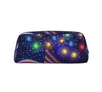 EdWal Fuochi d'artificio bandiera americana 4 luglio stampa astuccio grande astuccio cancelleria penna borsa ufficio college scuola trucco borsa, Argento, One Size, Beauty case