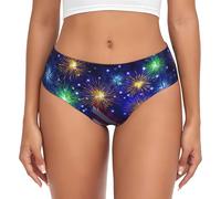 EdWal Fuochi d'artificio Bandiera Americana 4th Of Luglio Stampa Donna Slip A Vita Alta Mutandine, Biancheria Intima Traspirante, Bikini Slip Biancheria Intima, Nero , L