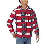 EdWal Georgia State Flag Print Uomo Full-Zip Casual Hoodie - Felpa con cappuccio con cerniera a maniche lunghe calda capispalla, Nero , XXL