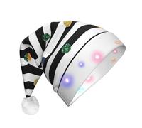 EdWal Glitter Rainbow Polka Dot Stripe Bianco e Nero Stampa Led Natale Beanie Light Up Cappelli di Natale, Cappelli a Maglia Con Luci Led, Unisex Inverno Cappello di Babbo Natale