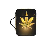 EdWal Golden Cannabis Print Bible Case Cosmetic Bag con manico robusto Wash Bag Tablet Sleeve Small Tool Bag per libri