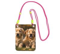 EdWal Golden Retriever - Borsa a tracolla da donna, con stampa di cuccioli di cane e cuccioli, mini portamonete per telefono, idea regalo per escursioni e viaggi, Fucsia, Taglia unica