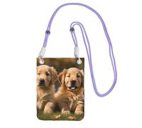 EdWal Golden Retriever - Borsa a tracolla da donna, con stampa di cuccioli di cane e cuccioli, mini portamonete per telefono, idea regalo per escursioni e viaggi, Viola, Taglia unica