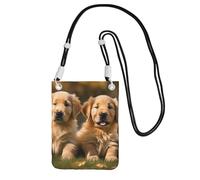EdWal Golden Retriever - Borsa a tracolla da donna, con stampa di cuccioli di cane e cuccioli, mini portamonete per telefono, idea regalo per escursioni e viaggi, Nero , Taglia unica