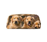 EdWal Golden Retriever Cani Cuccioli Animali Stampa Matita Astuccio Grande Astuccio Cancelleria Penna Borsa Ufficio College Scuola Trucco Bag, Oro, Taglia unica, Beauty case